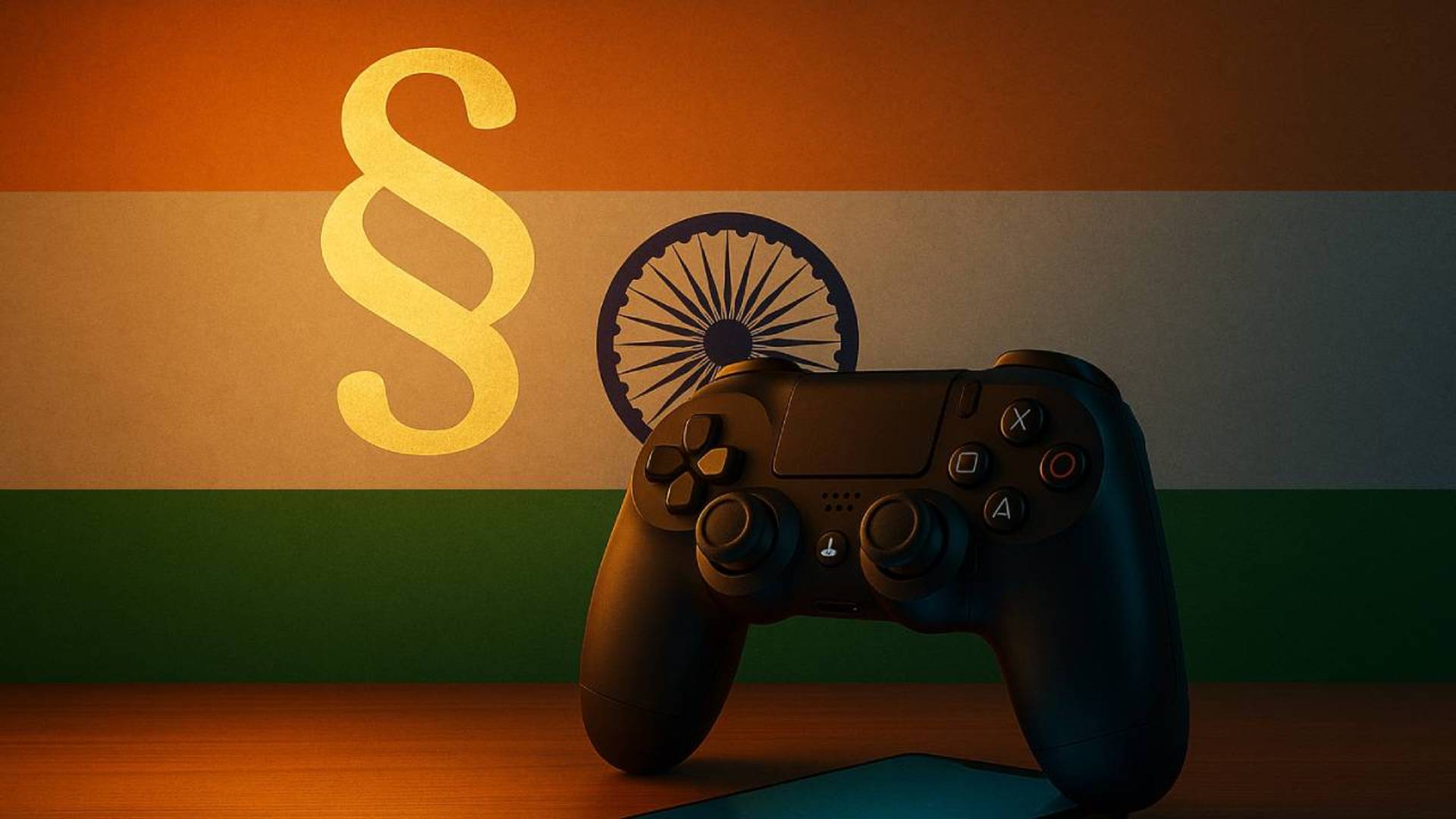 Ein symbolisches Bild mit Controller und indischer Flagge
