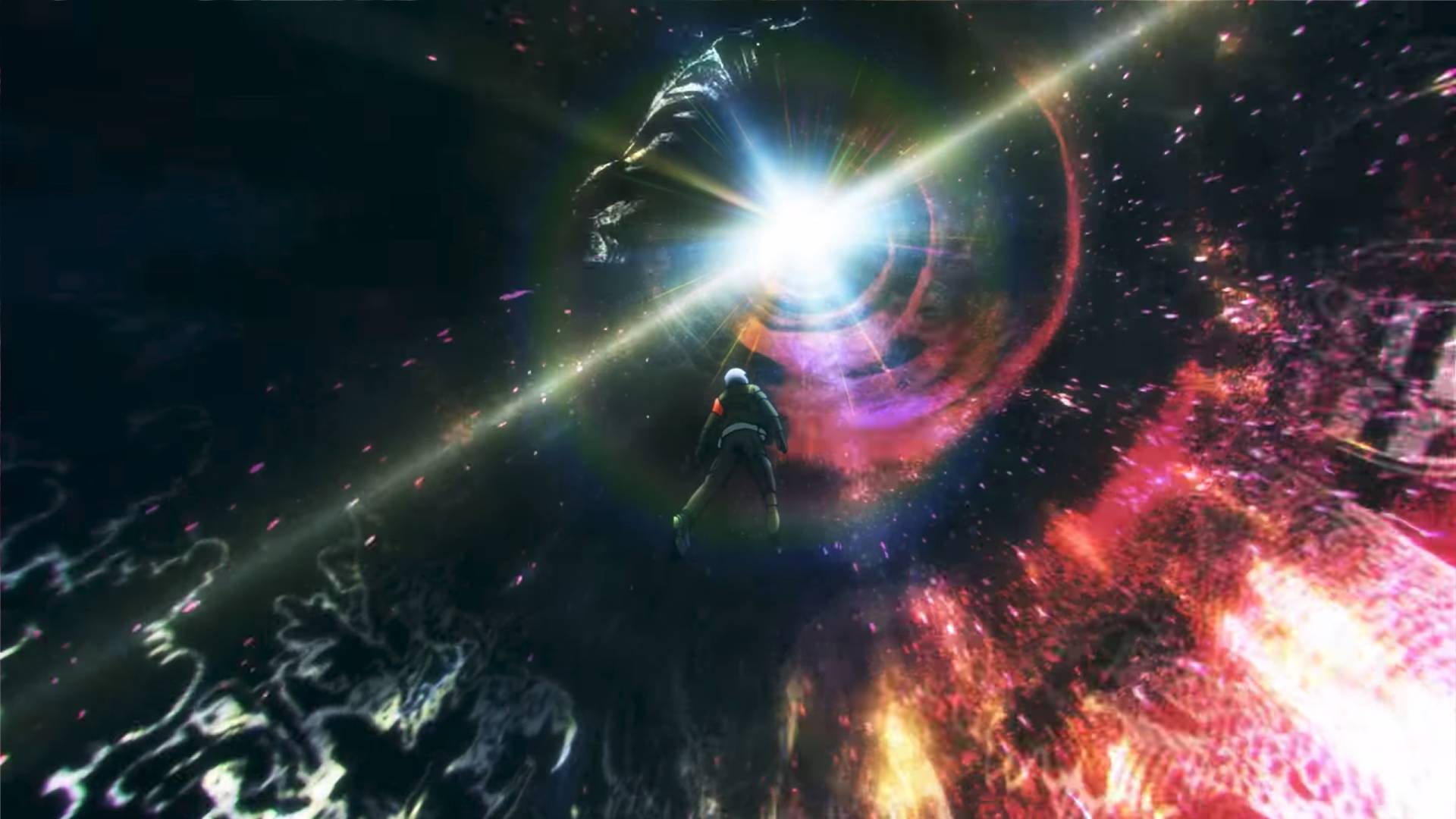 Szene aus Persona 3 Reload, wie der Protagonist in den Himmel fliegt