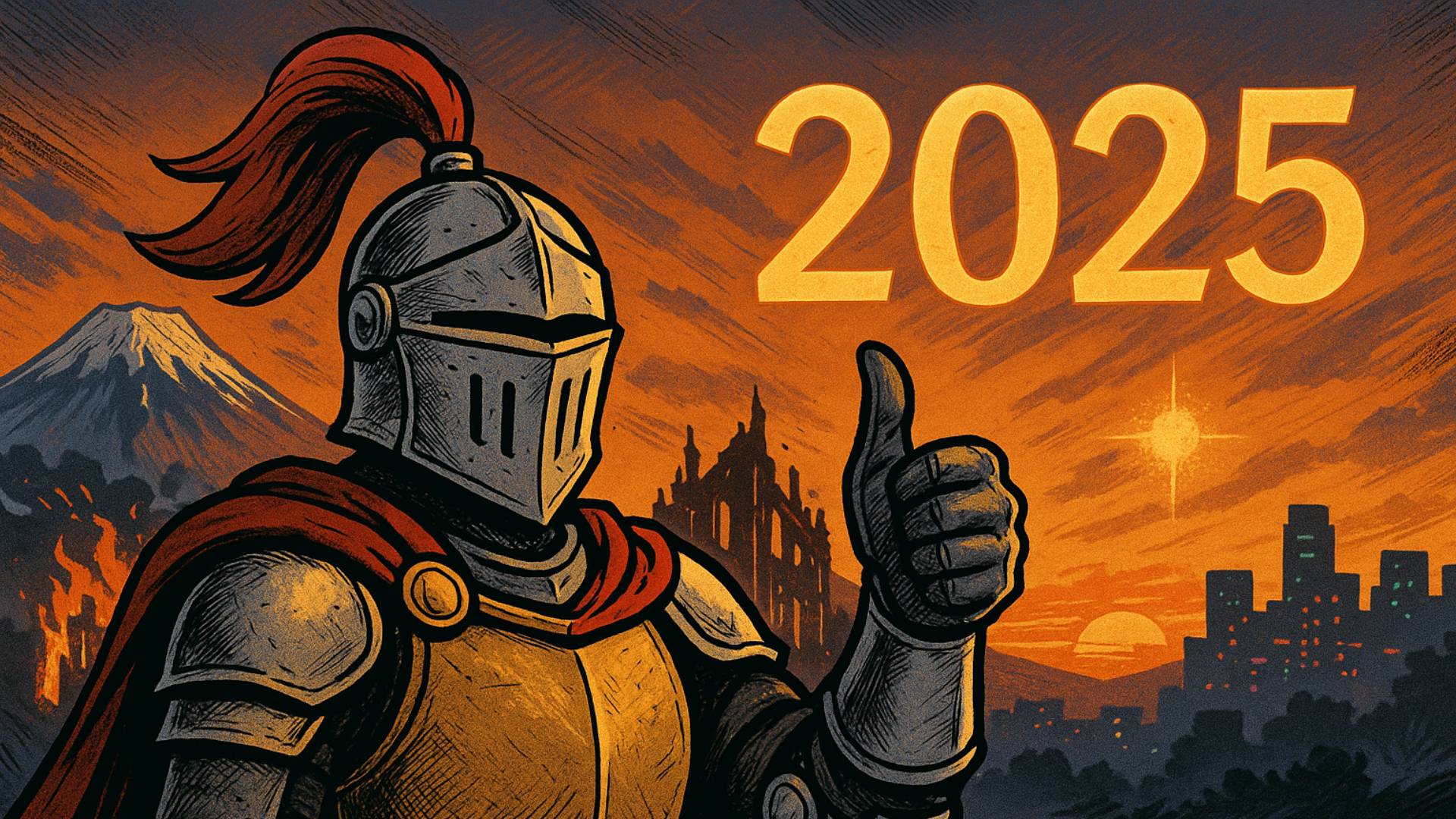Ein Aufmacher mit dem Quest-Knight für die besten Spiele 2025