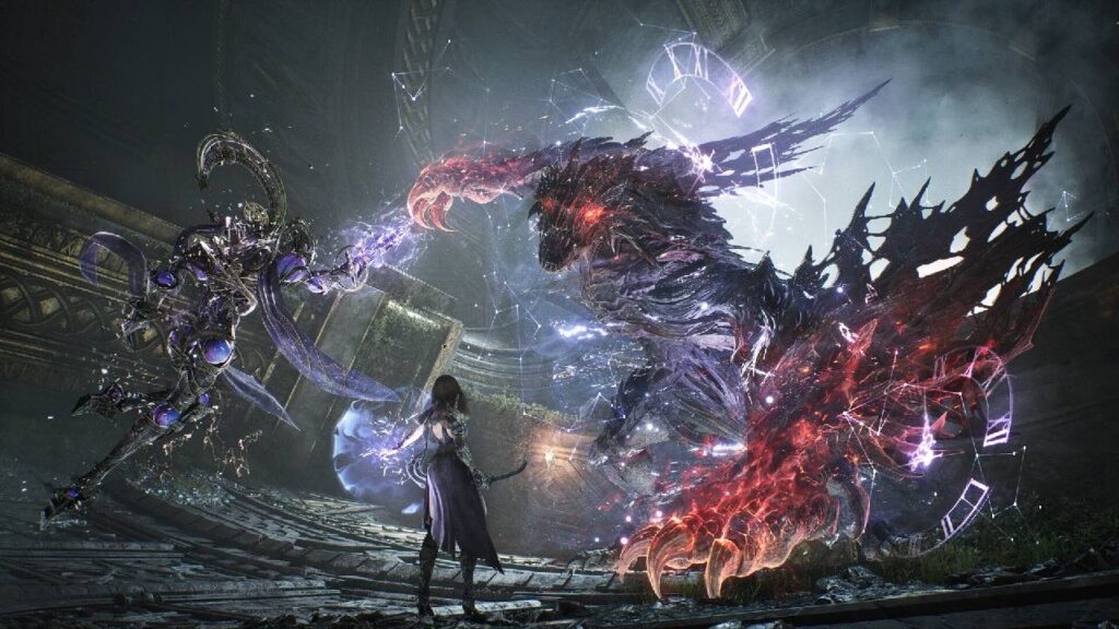 Epischer Bosskampf in Tides of Annihilation mit Gwendolyn und spektralem Ritter gegen dämonisches Wesen