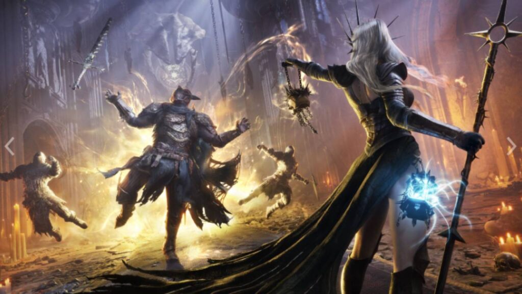 Düsterer Bosskampf in Lords of the Fallen II in einer zerfallenen Fantasy-Welt