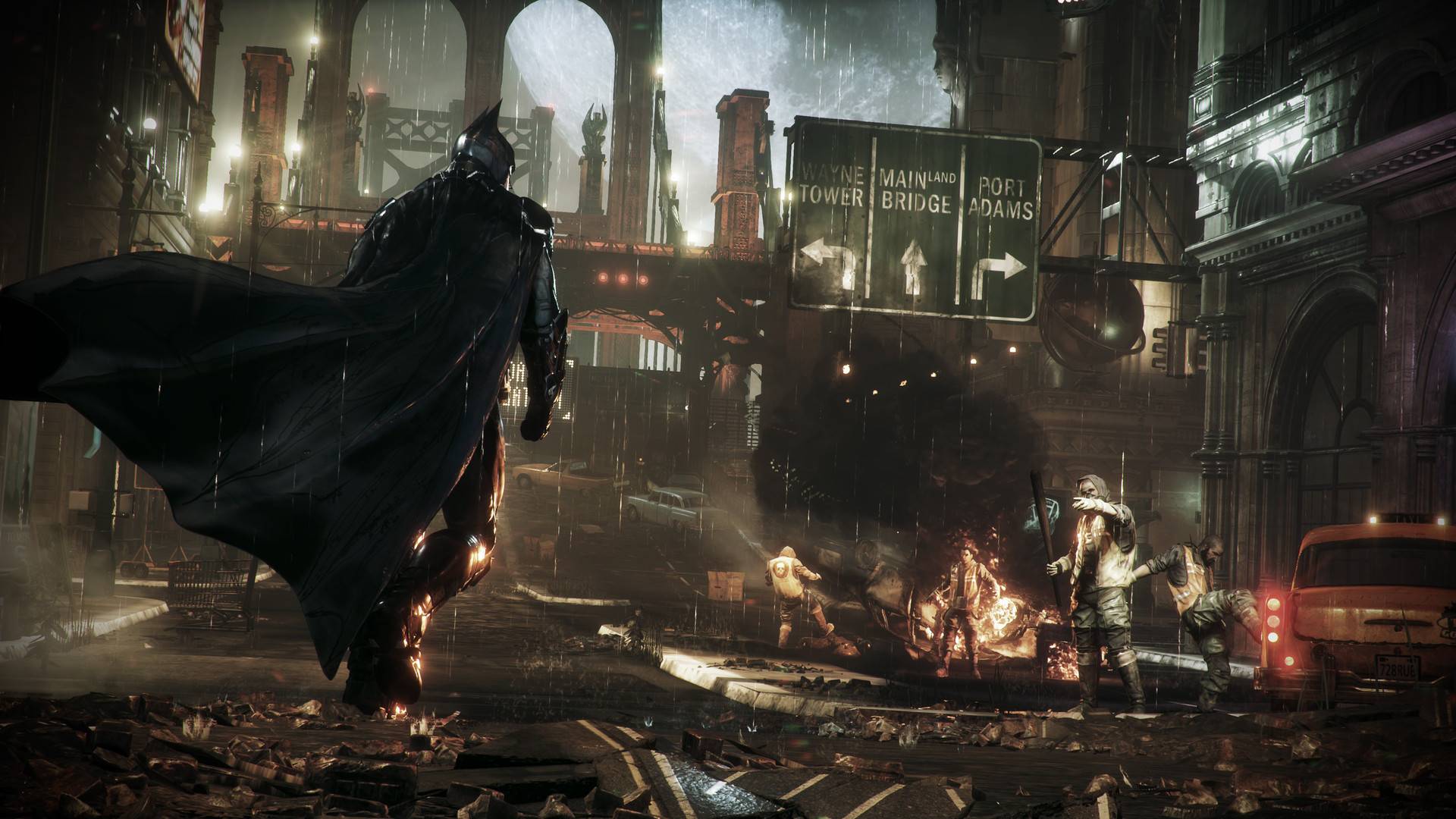 Batman in Gotham City aus Batman Arkham Knight als Symbolbild für ein eingestelltes Batman-Spiel