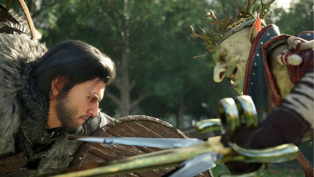 Nahkampf zwischen Krieger und Kreatur in Crimson Desert