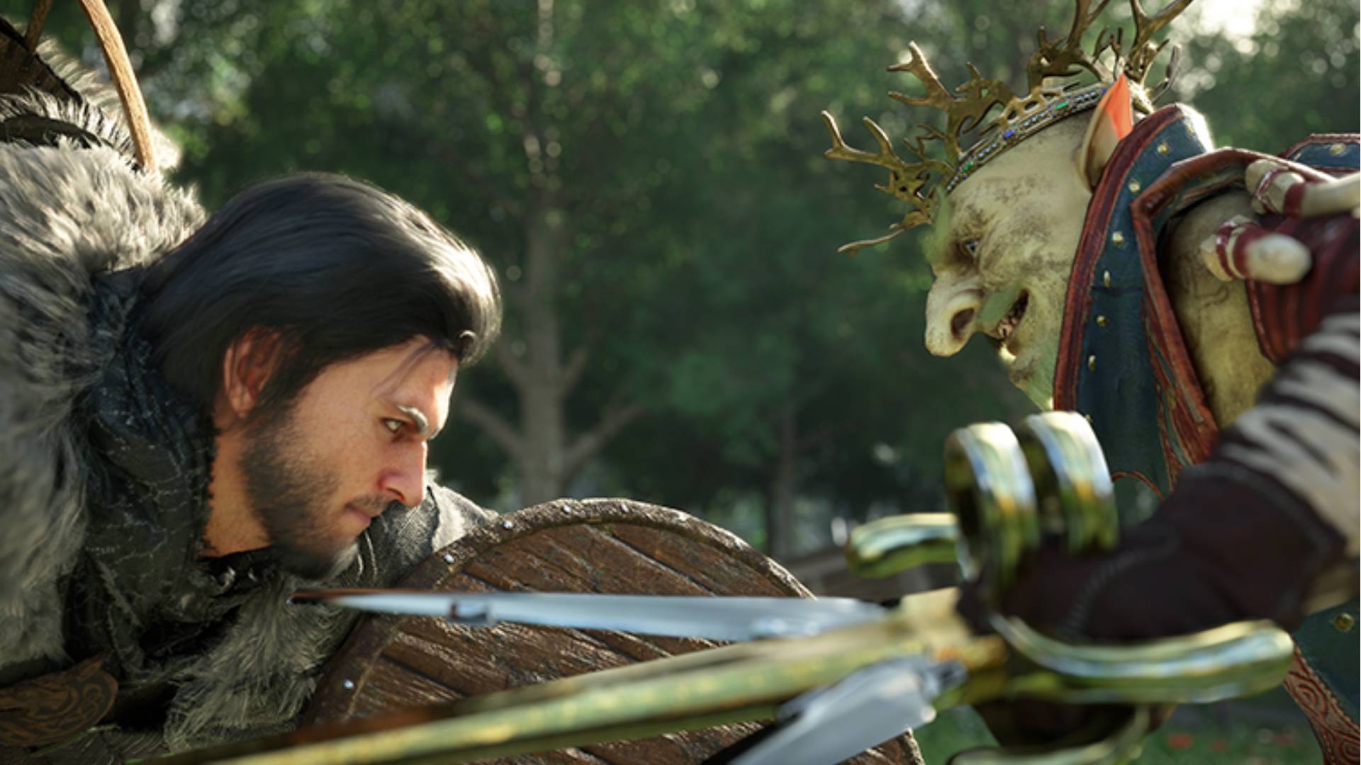 Nahkampf zwischen Krieger und Kreatur in Crimson Desert