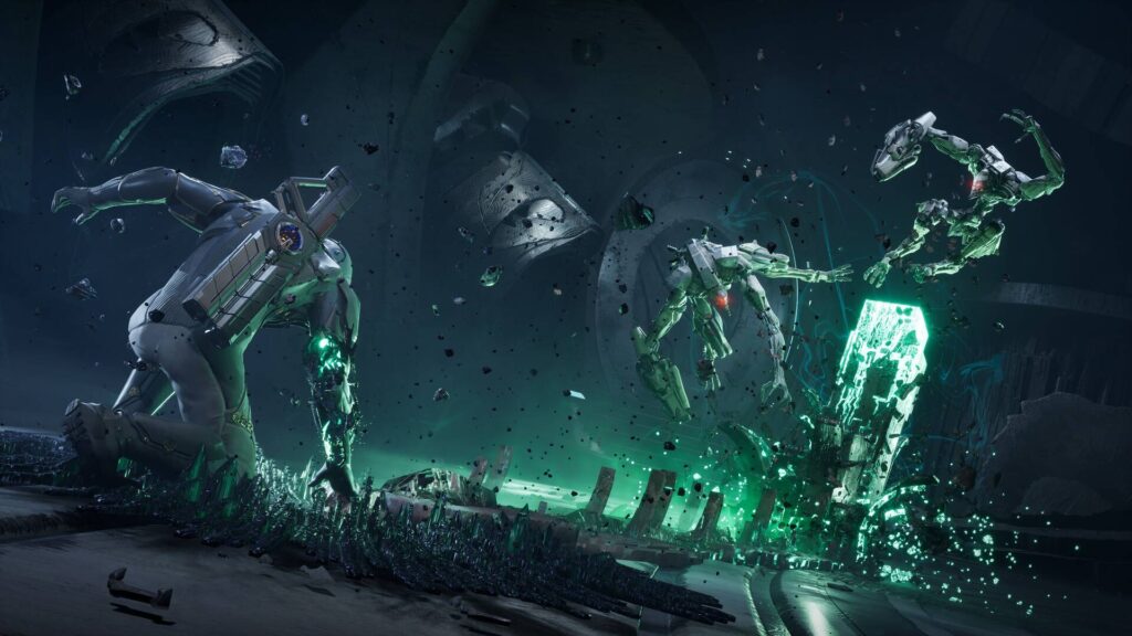 Kampf gegen Maschinen in Exodus Sci-Fi-Szene