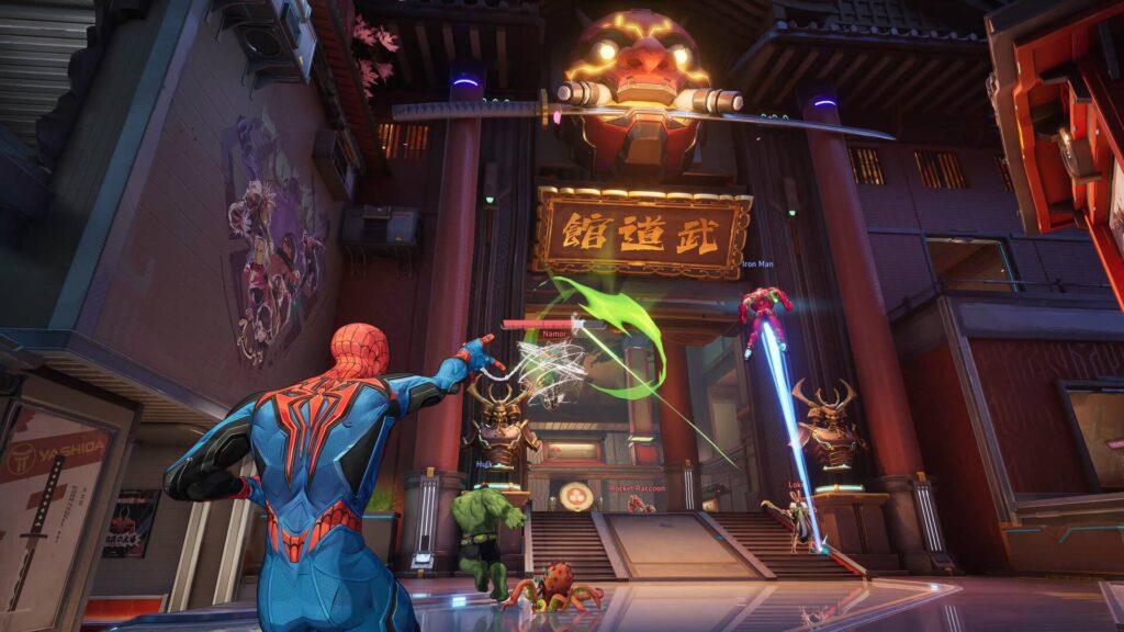 Superhelden kämpfen in Marvel Rivals in asiatischer Arena