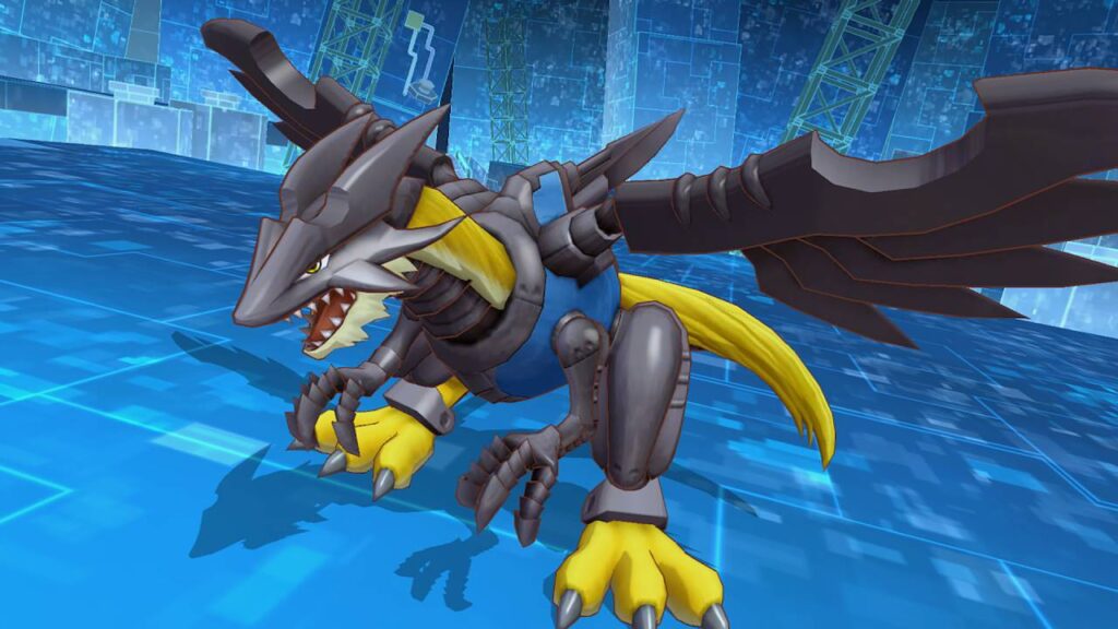 Mechanisches Digimon im Kampf in Digimon Story: Cyber Sleuth