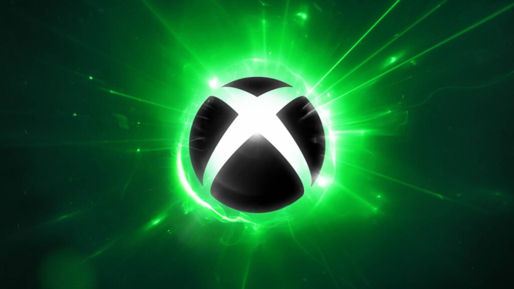 Xbox-Logo mit grünem Lichteffekt auf dunklem Hintergrund