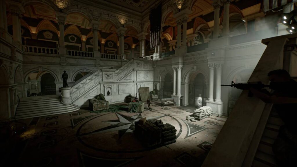 Gefechtsposition in Gebäude mit Treppenhaus in The Division 2 Rise Up