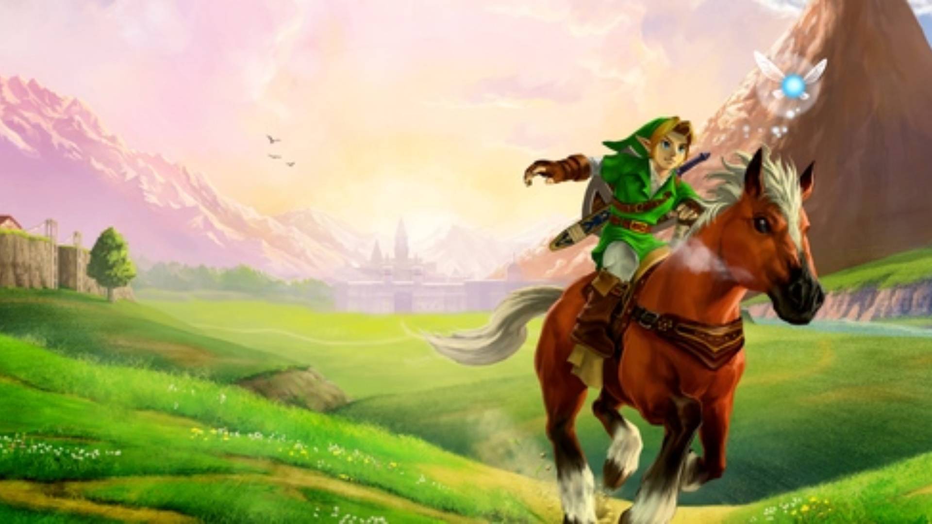 Link reitet in The Legend of Zelda: Ocarina of Time 3D auf Epona durch Hyrule