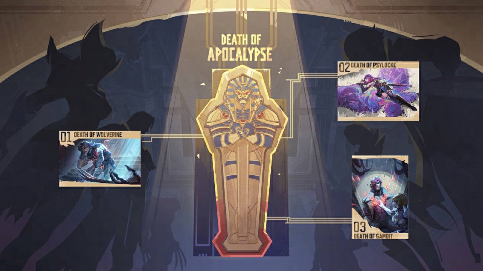 Death-of-Apocalypse-Event in Marvel Rivals mit den Fällen Wolverine, Psylocke und Gambit