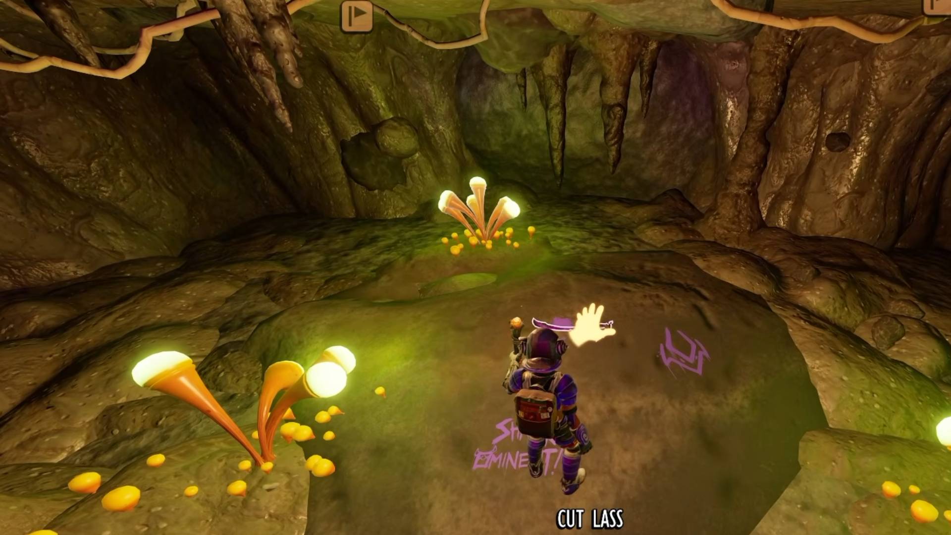Grounded 2 Spieler findet Cut Lass in einer Höhle mit leuchtenden Pilzen