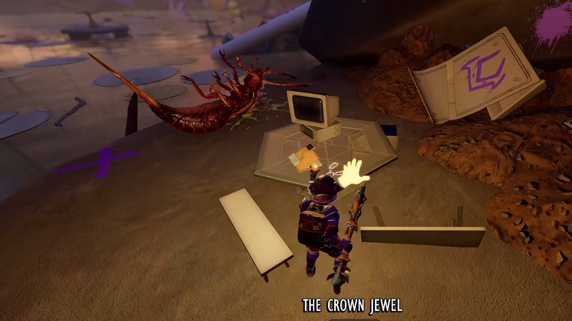 Grounded 2 Spieler findet das Kronjuwel neben einem alten Computer im Abyss