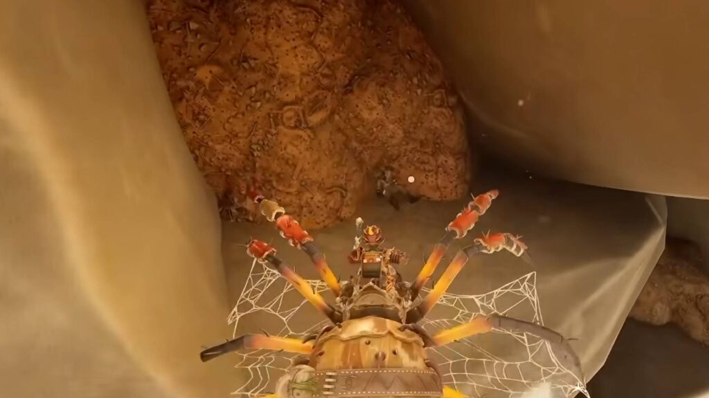 Grounded 2 Spieler reitet auf einer Spinne durch einen engen Höhlengang