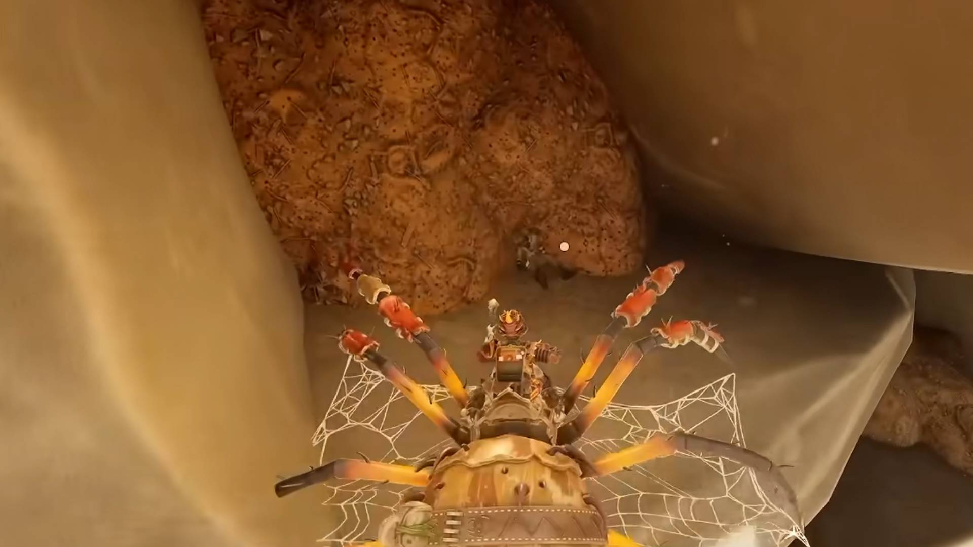 Grounded 2 Spieler reitet auf einer Spinne durch einen engen Höhlengang