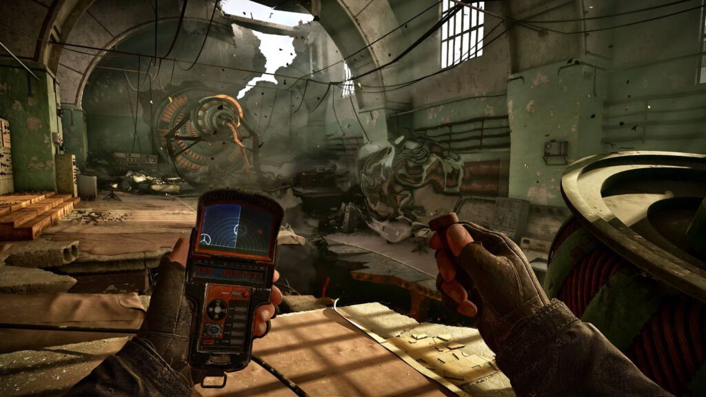Stalker 2 Cost of Hope mit Detektor in einem neuen Industriegebiet