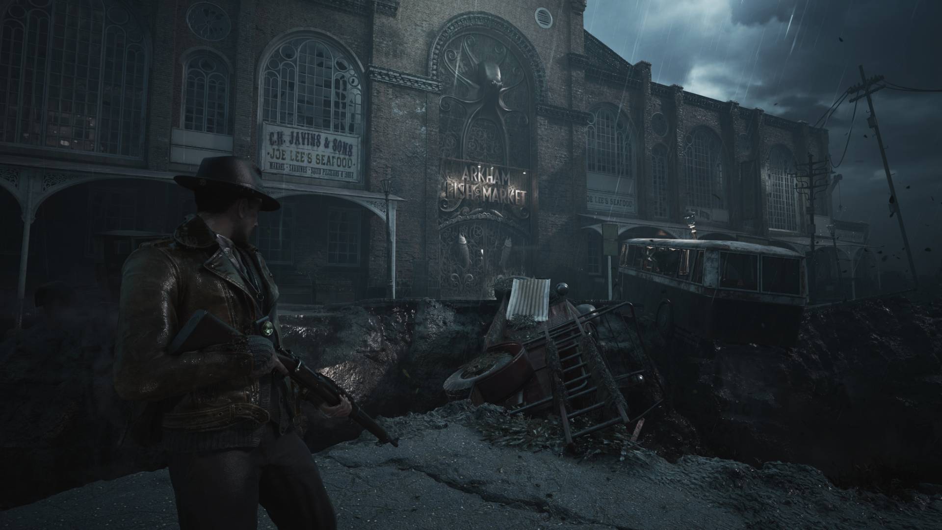 The Sinking City 2 vor dem Arkham Fish Market