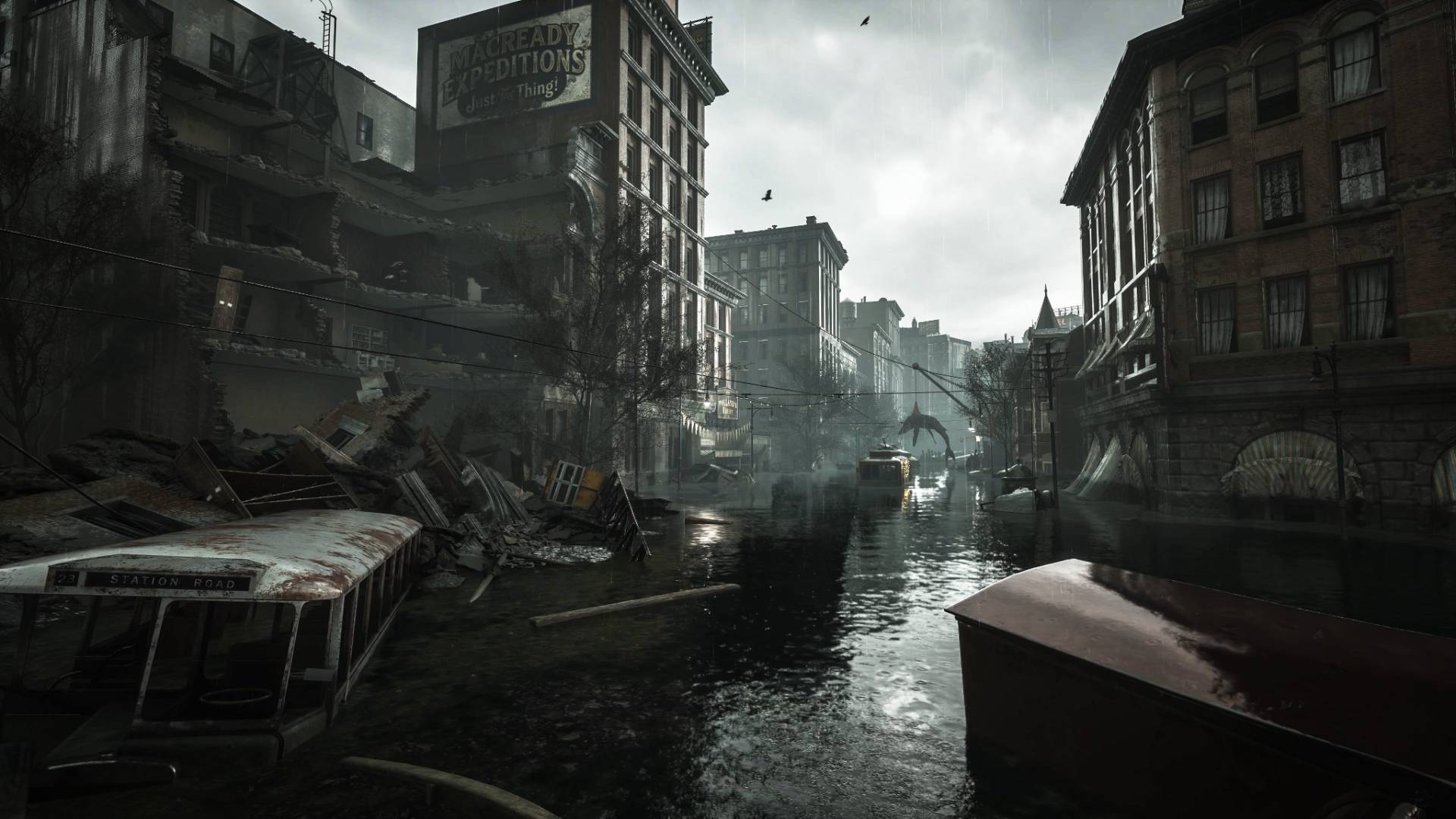 The Sinking City 2 mit überfluteter Straße in Arkham