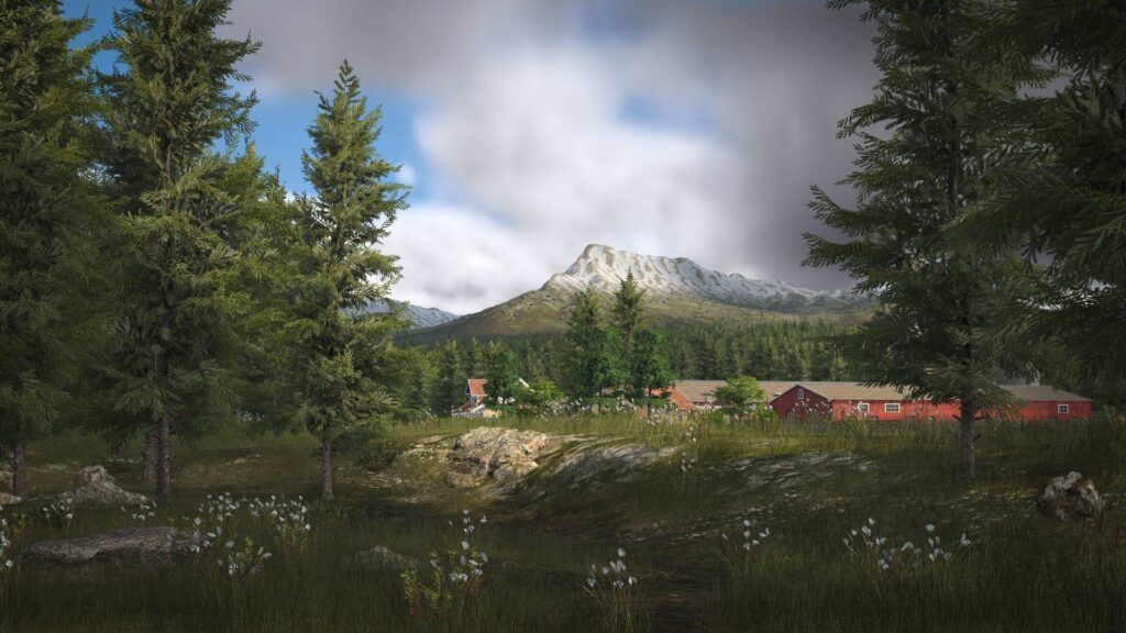 Transport Fever 3 abgelegene Siedlung zwischen Wald und Bergen