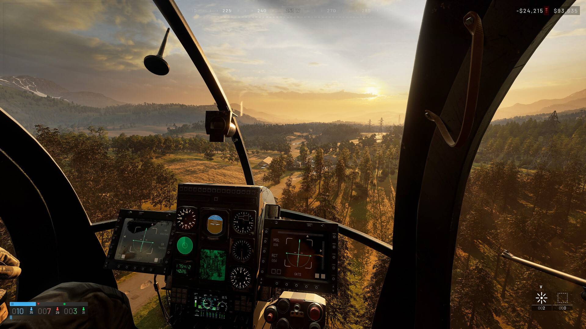 WARDOGS Hubschrauber aus dem Cockpit über der Landschaft