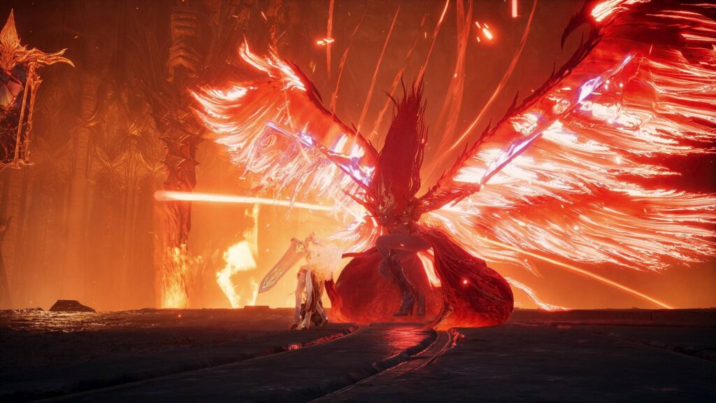 Charakter kämpft gegen einen geflügelten Boss in AION 2
