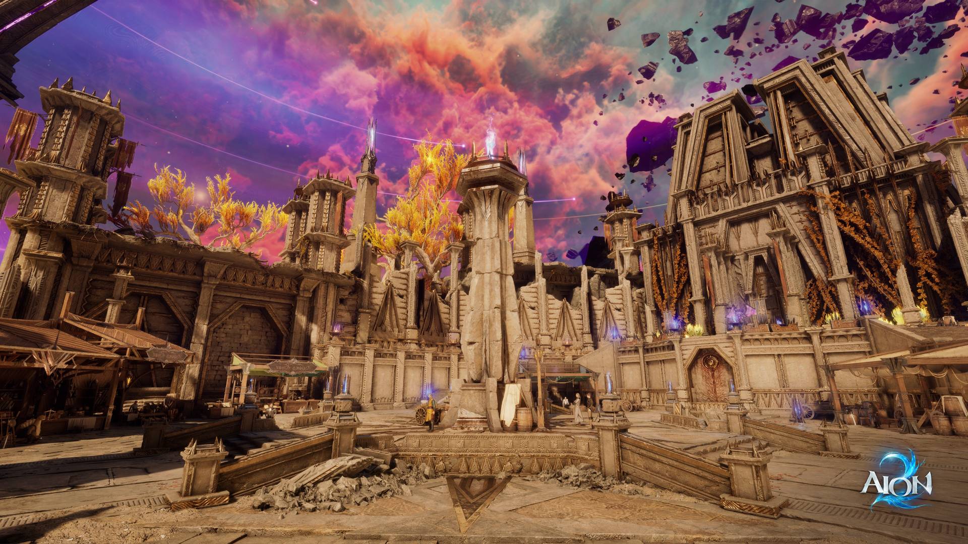 Stadt mit herbstlichen Bäumen in AION 2