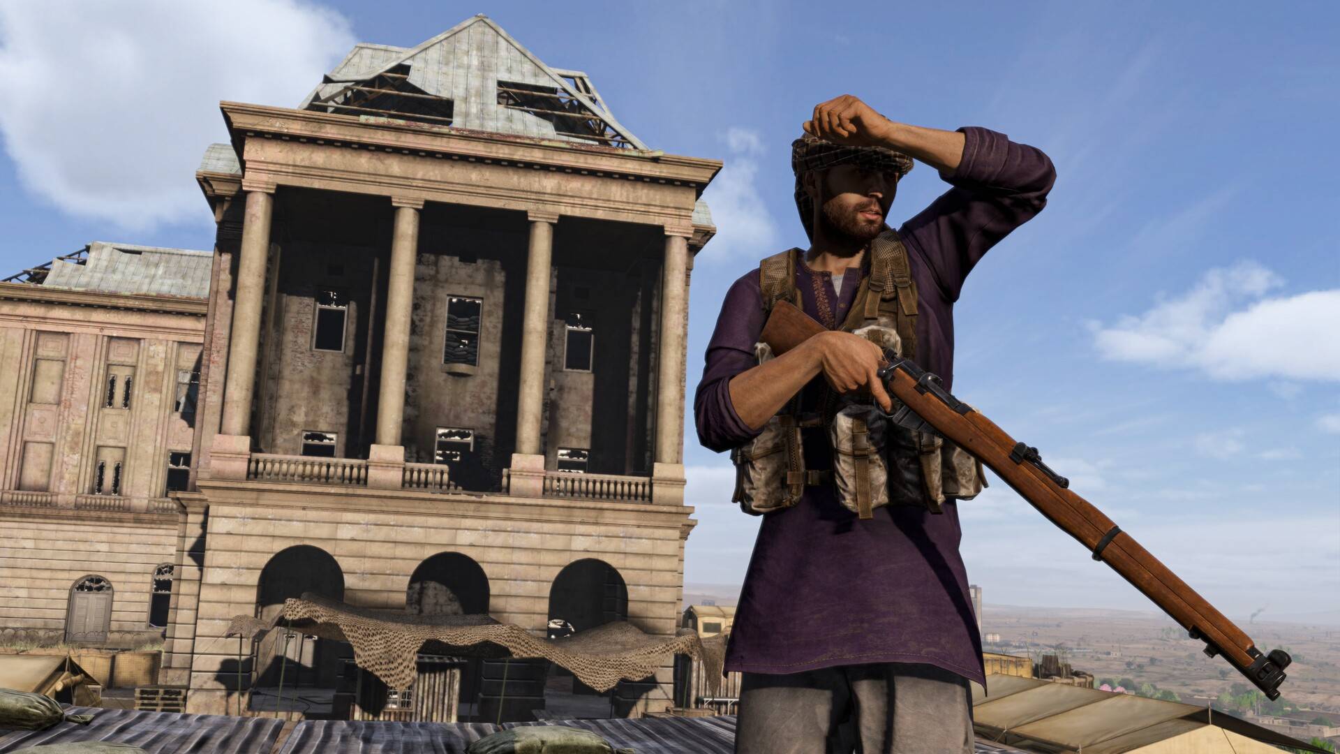 DayZ Badlands: Überlebender schützt sich mit seinem Arm vor der sengenden Sonne.