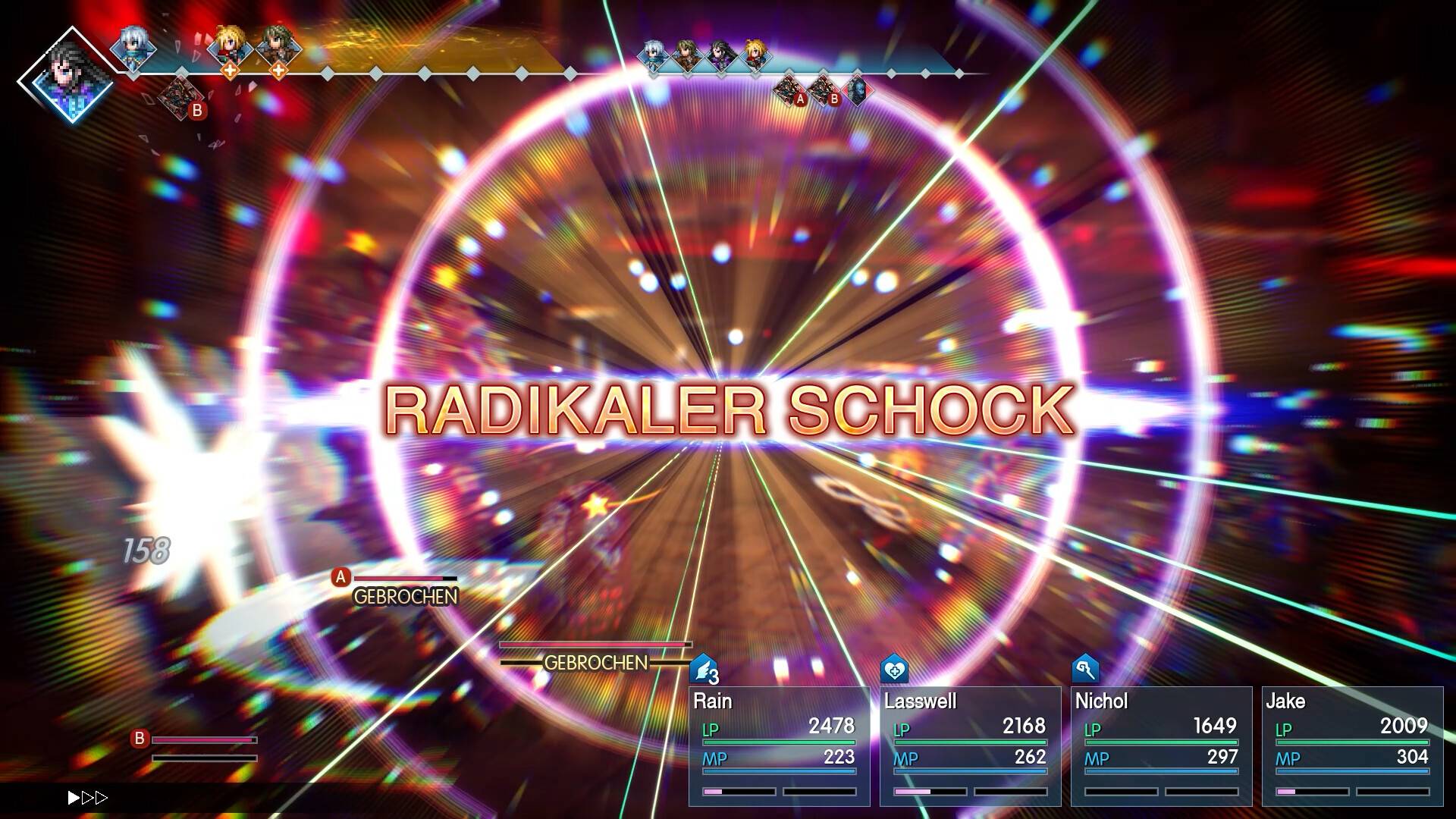 Final Fantasy Resonance: Die Gruppe löst im Kampf einen radikalen Schock aus, der beim Farmen von Meisterschaftspunkten helfen kann.