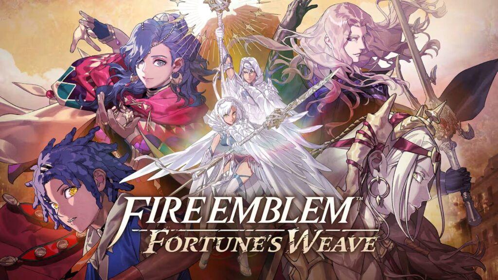 Offizielles Keyart zu Fire Emblem: Fortune’s Weave für die Nintendo Switch 2 mit mehreren Charakteren des Strategie-Rollenspiels und dem Spieltitel im Vordergrund.