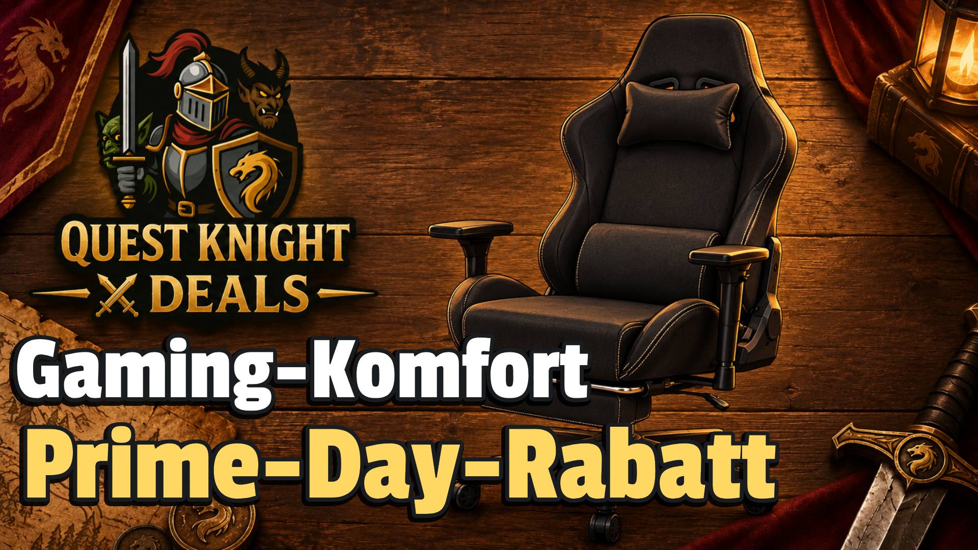 Quest Knight Deals mit schwarzem Gaming-Stuhl und Prime-Day-Rabatt