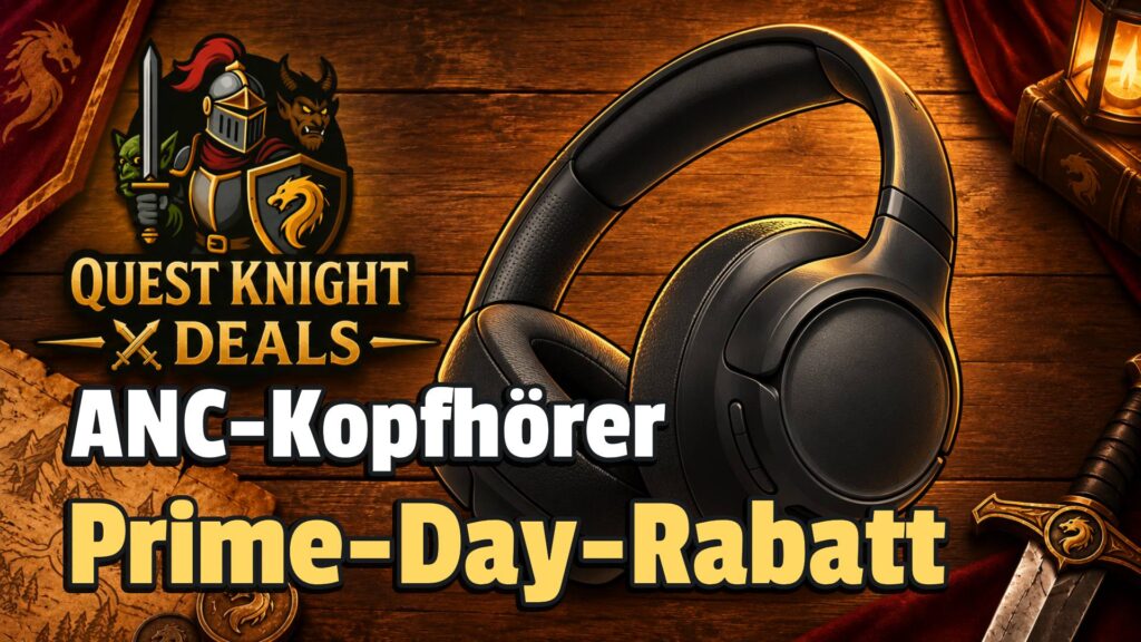 Quest Knight Deals mit schwarzen ANC-Kopfhörern zum Prime Day